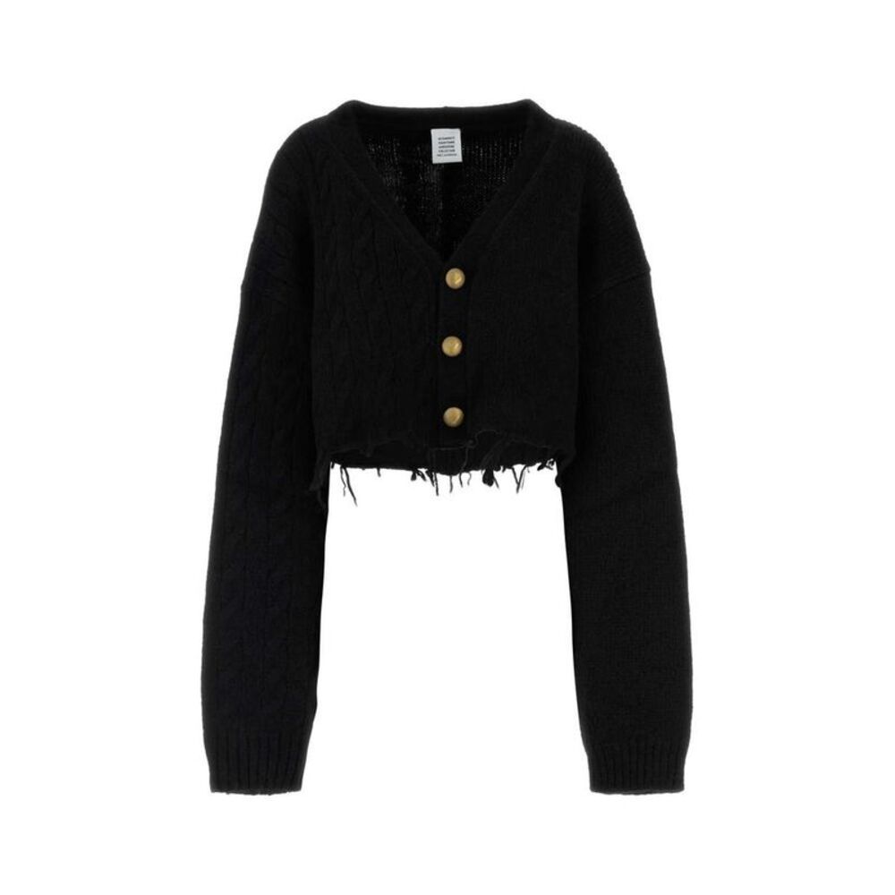 VETEMENTS Women's Cropped Cable Knit Cardigan Women BLACK Sweaters & Knitwear